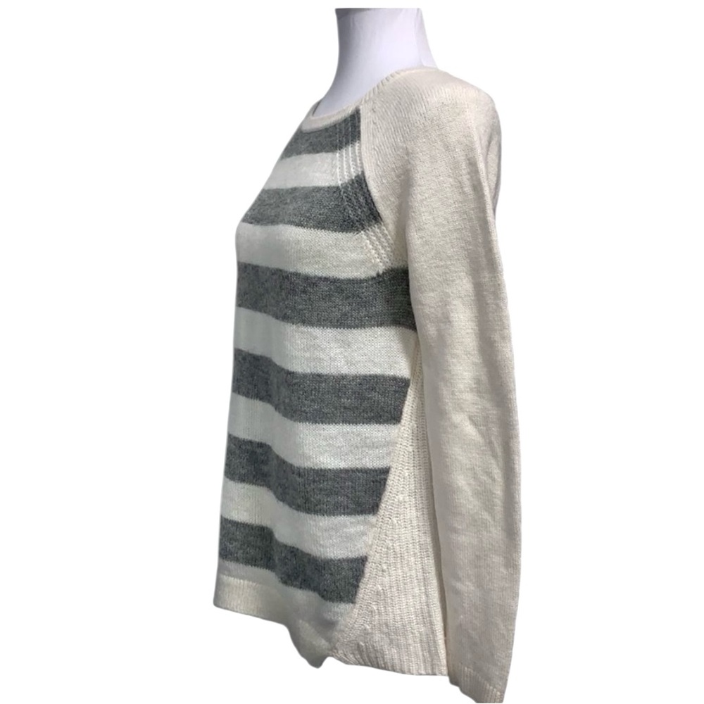 LOFT Cream Gray Crew Neck Knit Sweater Womens Sz M - Picture 6 of 9